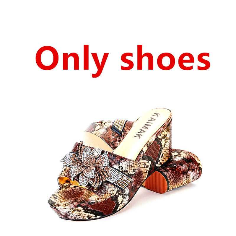 Italian Design Shoe Bag Set Women Summer Thick Bottom -Suitable for Wedding Party Size 37 to Size 44 9