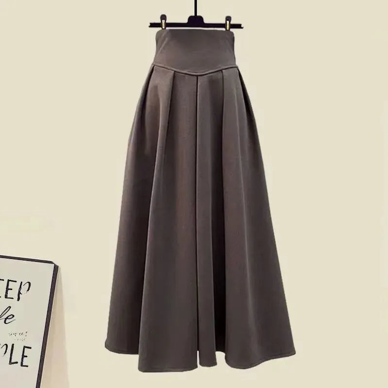 Spring Autumn in Matching Sets Women's Fashion Slim Bow Sweater+High Waist Skirt Two-piece Set Korean Chic Dress Suit Coffee Skirt
