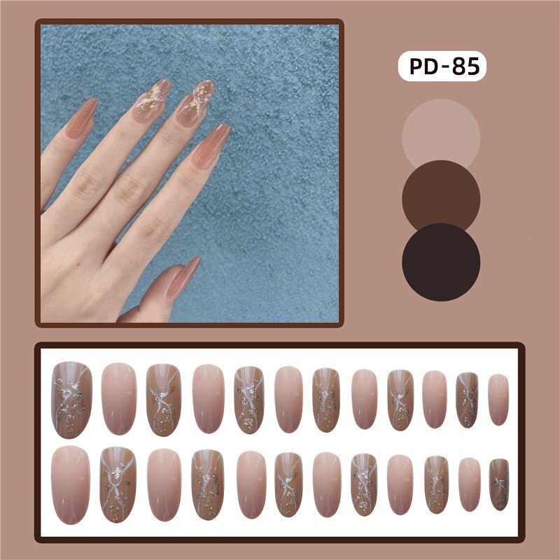 24pcs Lemon Short Wear Tips Nail False Patch Press on Nails Supplies for Professionals Artifical Fake Nails Faux Ongles Uñas PD-85-Fake Nails Art