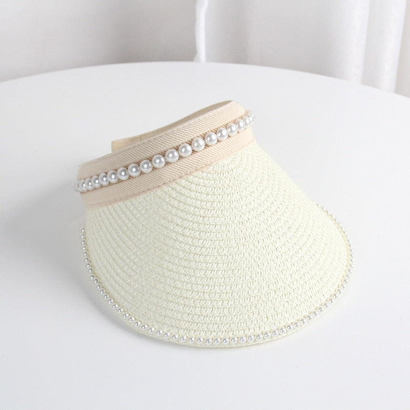 Summer Empty Top Sun Hat - Female Outdoor Visor Cap Casual Shade Hat Straw Wide Large Brim Beach Sunhat Lady Style 18