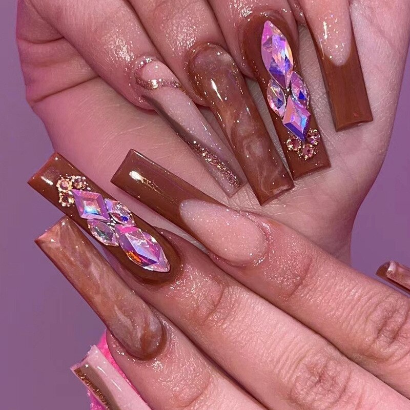 Fake Nails Heart Pattern Full Cover Fake Nails DIY Glue Press On Nails Nail Supplies For Professionals JP1708