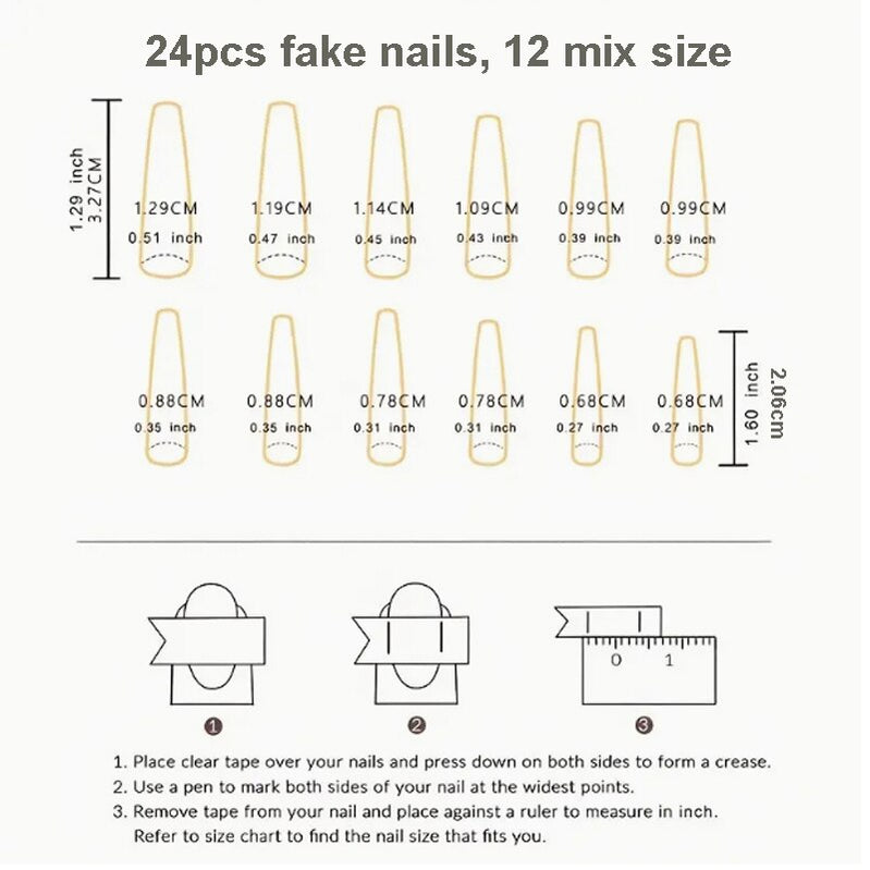 3D ballet fake nails accessories long french coffin tips Dream Blue Ink Printing with gold foils faux ongles press on false nail