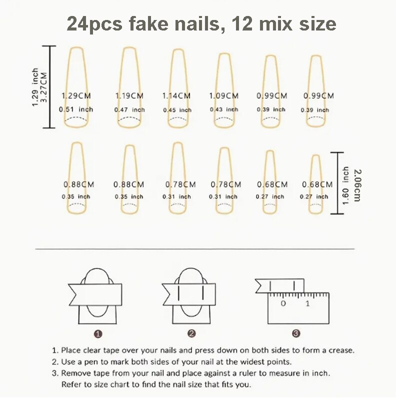 3D ballet fake nails accessories long french coffin tips Dream Blue Ink Printing with gold foils faux ongles press on false nail
