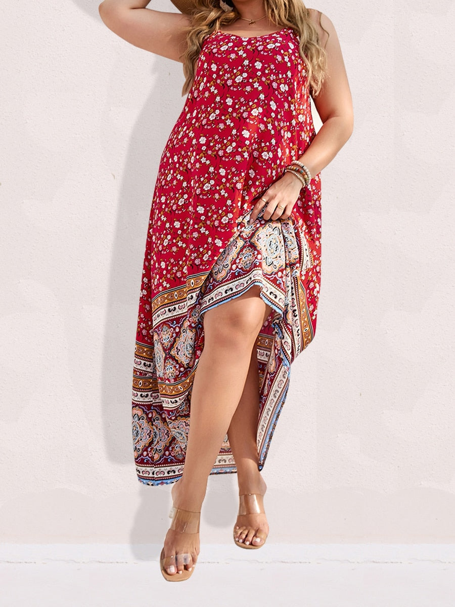Finjani Women's Dress Plus Size Cami Dresses Summer Backless Maxi Dress Floral Print Formal Party Dresses 2023