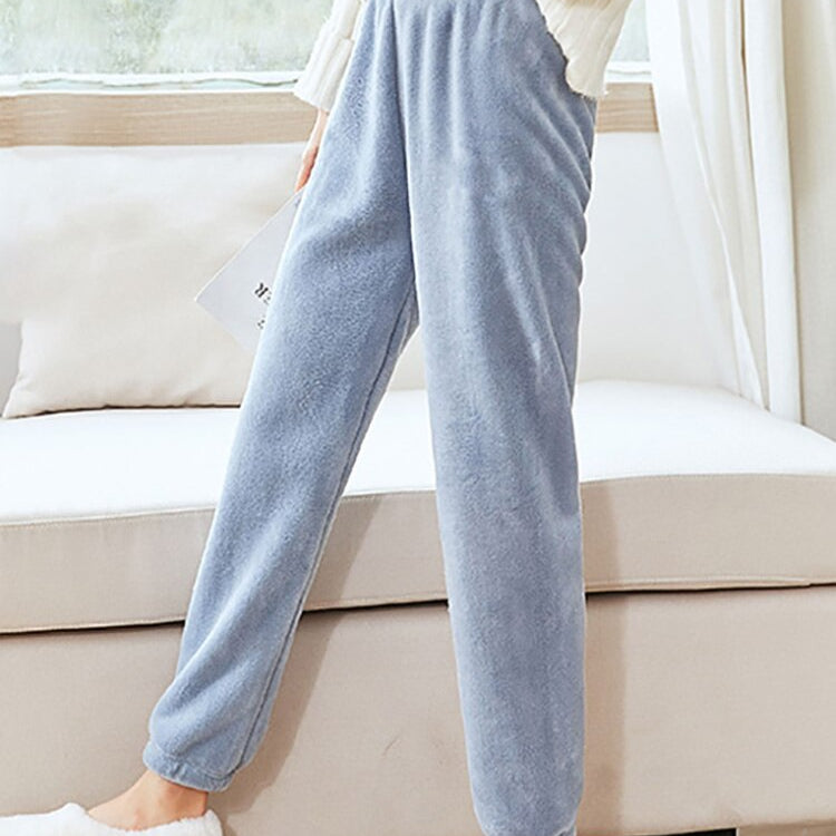 Women Winter Velvet Sets Pullover And Elastic Waist Pants Sets Casual Warm Cashmere Sets Women Autumn and Winter BLUE PANTS fit to 45-75kgs