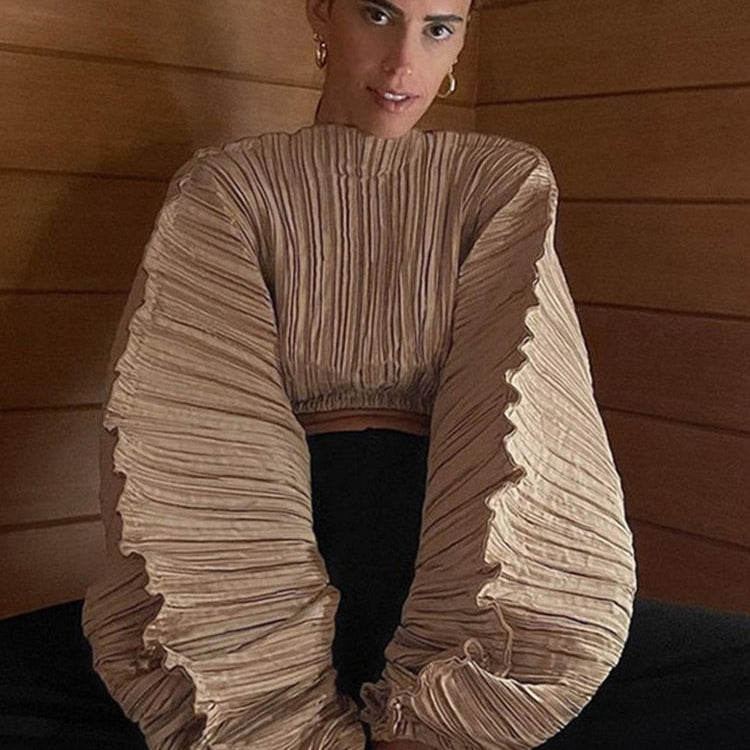 Spring Loose Soild Crop Tops For Women Long Sleeve Fashion Sweatshirts Female Sexy Black Green Casual T Shirts Sweatshirts Khaki SHANGYI 23