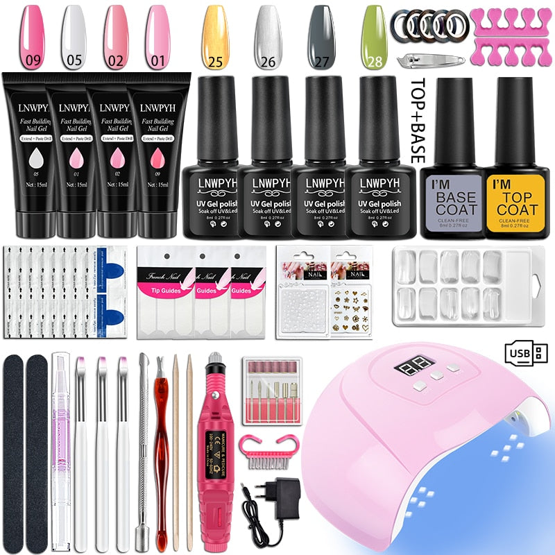 Nail Kit 54/36W UV LED Nail Lamp Dryer 10/4 Colors UV Gel Nail Polish Kit Manicure Art Tools Set Top Base Nail Drill Machine set