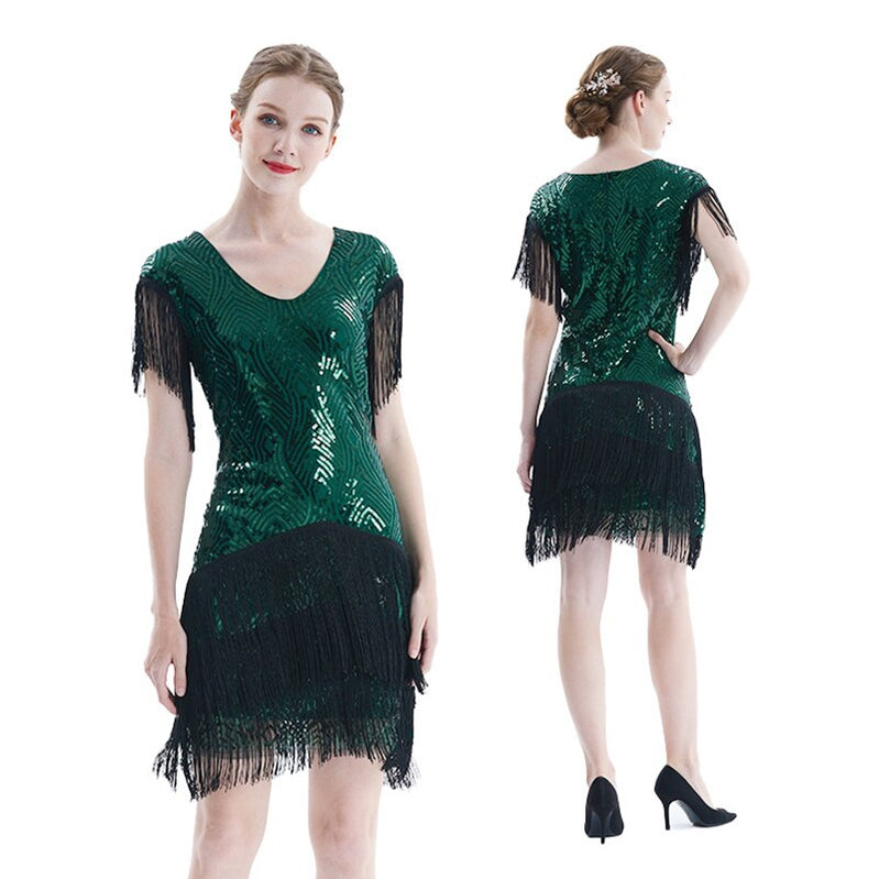 Summer Dress For Women 1920s Vintage Flapper Great Gatsby Fringe Beaded Dresses Prom Cocktail Prom Sequin Tassels Size S-3XL