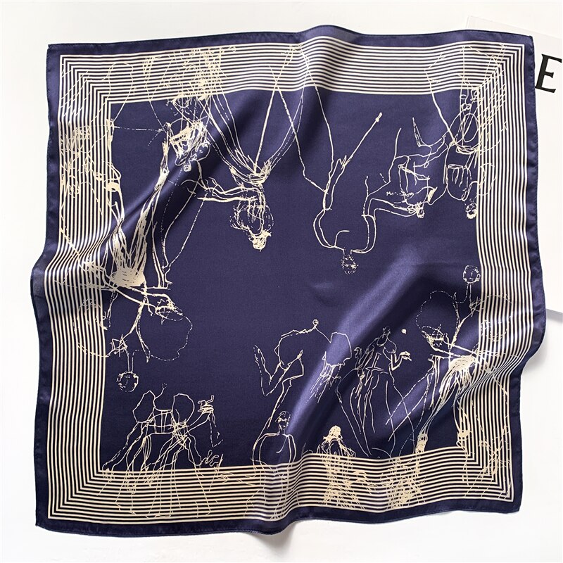 Fashion Designer Print 100% Natural Silk Square Scarves Women Hairband Neck Foulard Female Small Kerchief Bandana New FZ95-3 53cm real silk