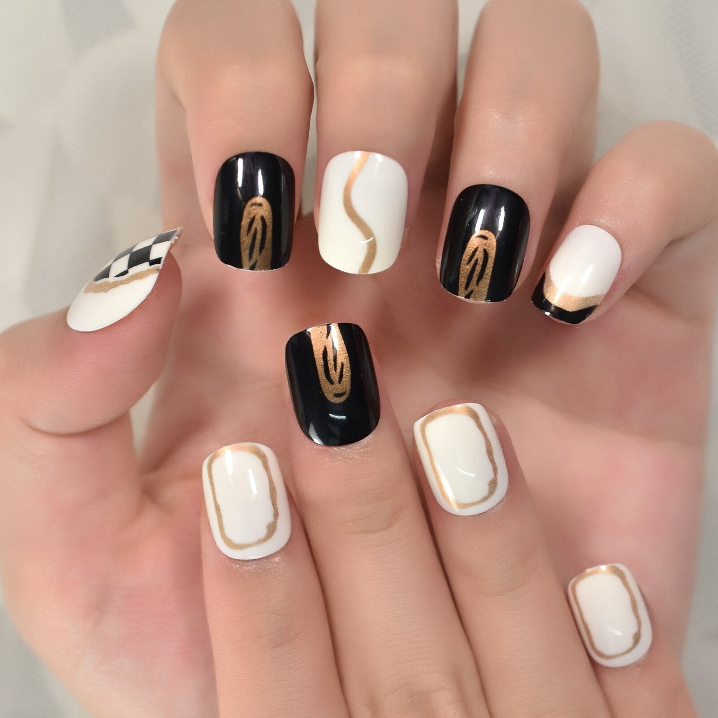 Glossy Gradient Rainbow Ombre French Press on Nails Almond Fake Nails Stiletto Oval Pointed Manicure False Nails Finger Tips