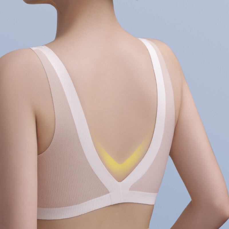 Youpin Women's Ice Silk Seamless Bra Ultra-thin No Steel Ring Breathable Antibacterial Gather One Piece Breathable Underwear