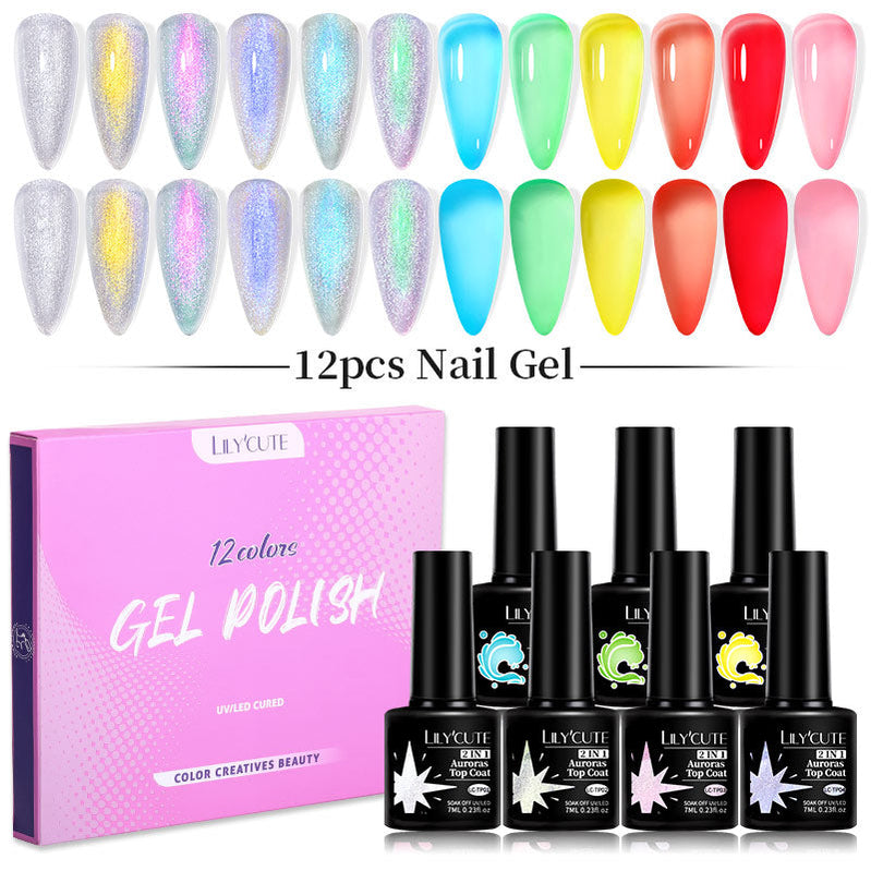 LILYCUTE 12PCs 7ml Spring Macaron Nail Gel Polish Set Semi Permanent UV Gel For Manicure Soak Off Gel Nail Polish Kit Varnishes 56604-1