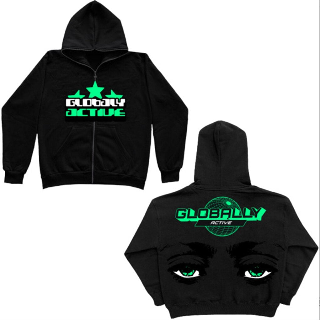 Halloween V-Star Vizion Cobweb Dark Hip Hop Gothic Harajuku Y2k Zip Up 90S Girls Boy Full Hoodie Vintage Chic Jacket Women Coat