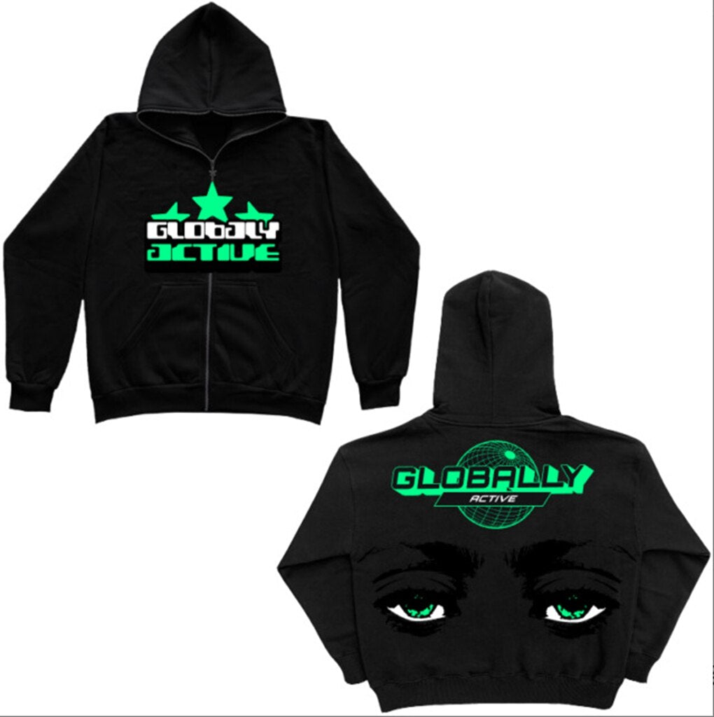 Halloween V-Star Vizion Cobweb Dark Hip Hop Gothic Harajuku Y2k Zip Up 90S Girls Boy Full Hoodie Vintage Chic Jacket Women Coat