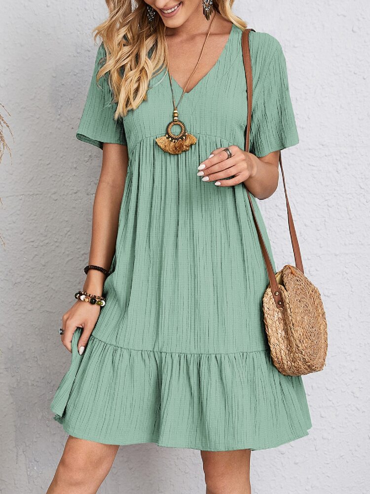 Women's Mini Dress Summer Casual O Neck Sleeveless A-line Dresses Female Fashion Holiday Beach Party Loose Dresses Vestidos EA04632-Light green
