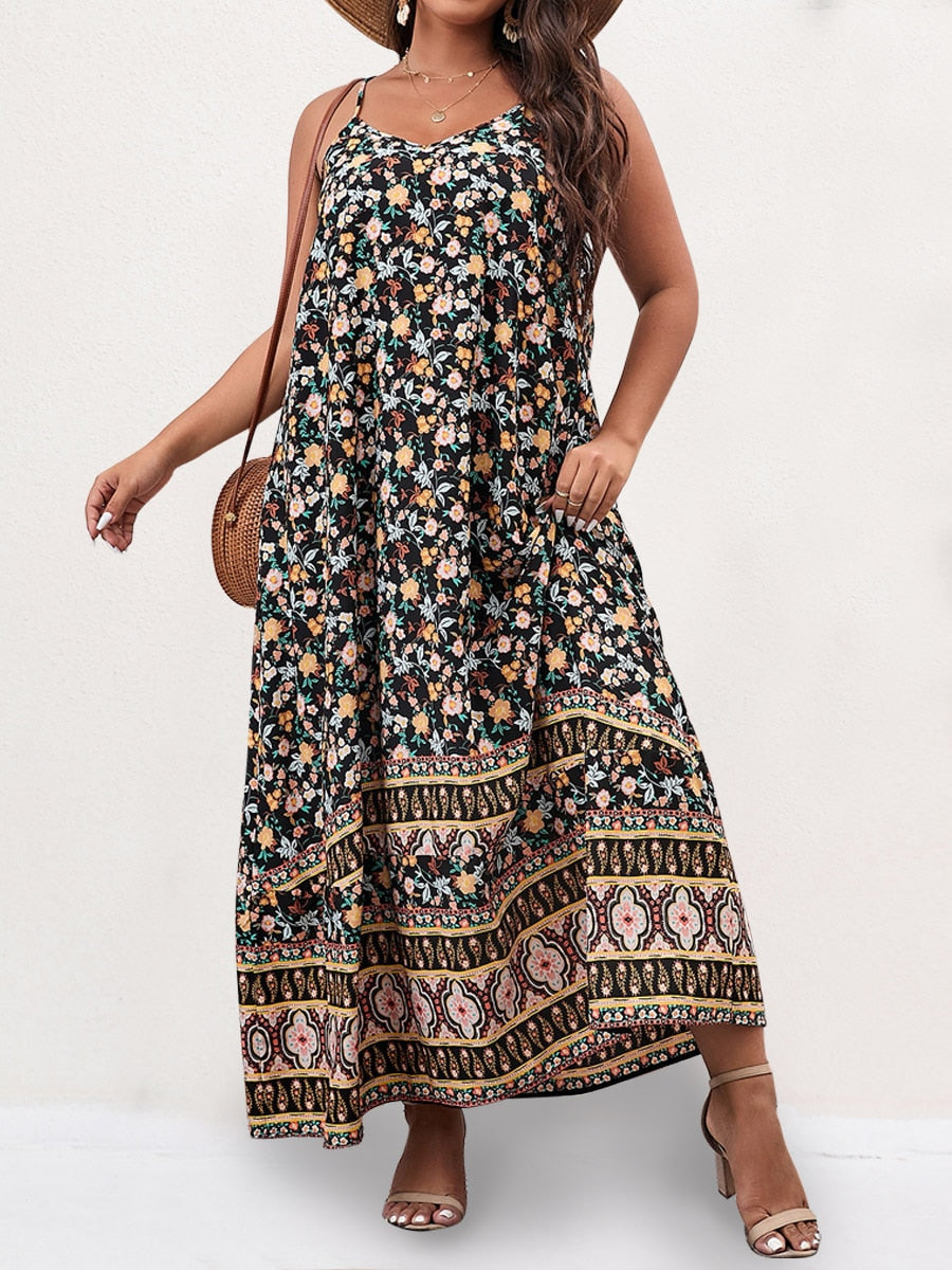 Finjani Women's Dress Plus Size Cami Dresses Summer Backless Maxi Dress Floral Print Formal Party Dresses 2023