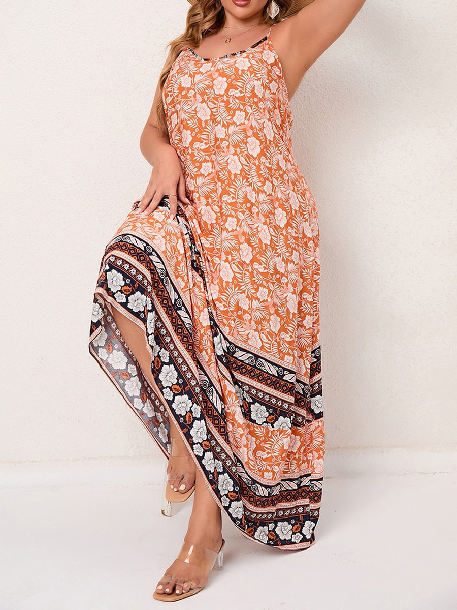 Finjani Women's Dress Plus Size Cami Dresses Summer Backless Maxi Dress Floral Print Formal Party Dresses 2023