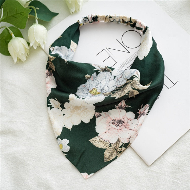 Chiffon Printing Flower Bandana Hair Scarf Headband for Women Vintage Long Ribbon Scrunchie Beach Bandanas Hair Accessories 22