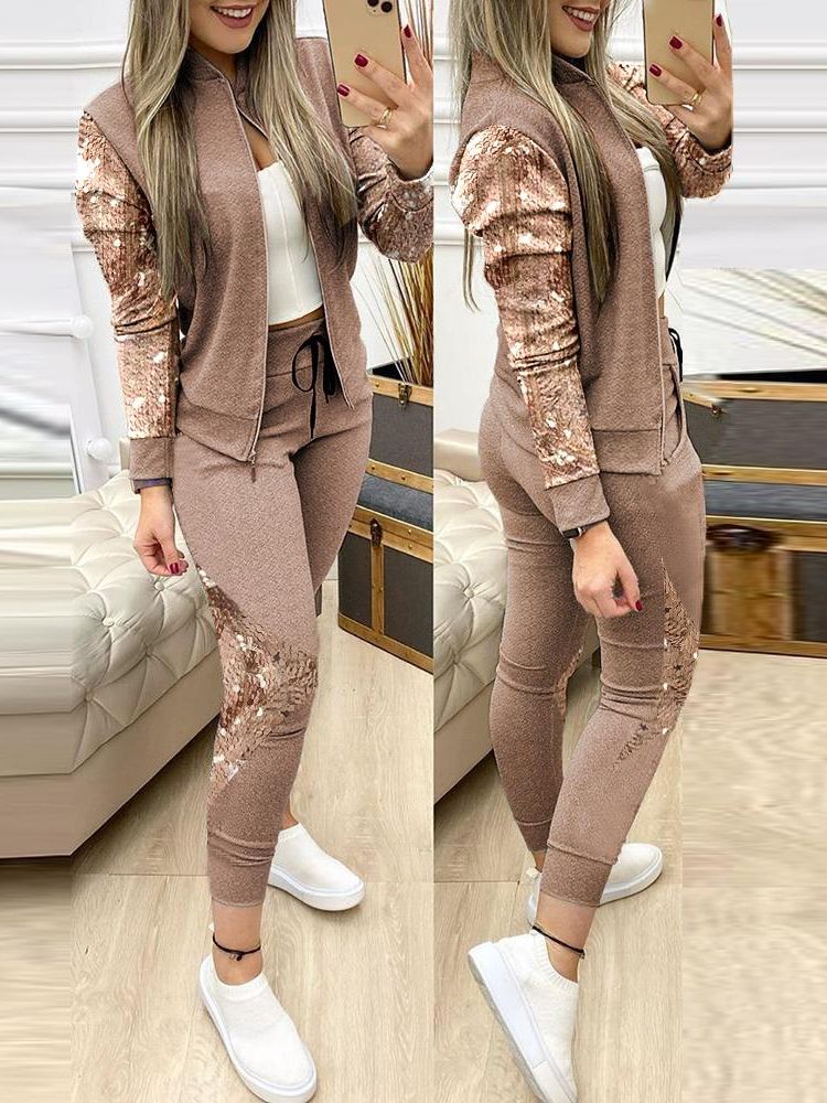 Women Two Piece Set Outfits Autumn Women's Tracksuit Zipper Top And Pants Casual Sport Suit Winter 2 Piece Woman Set