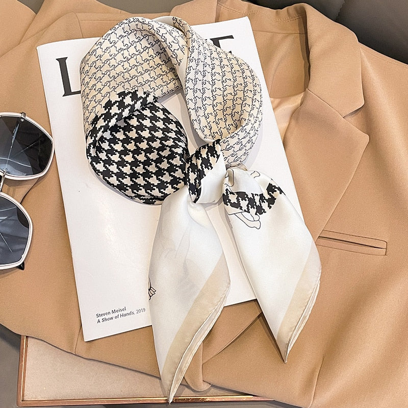 Luxury Silk Shawl Square Scarf for Women Satin Hijab Fashion Wraps Neckerchief Female Hair Bands Ribbon Headband Bandana W-189-3 70x70