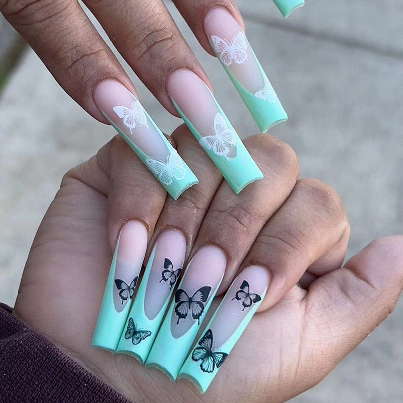Fake Nails Heart Pattern Full Cover Fake Nails DIY Glue Press On Nails Nail Supplies For Professionals