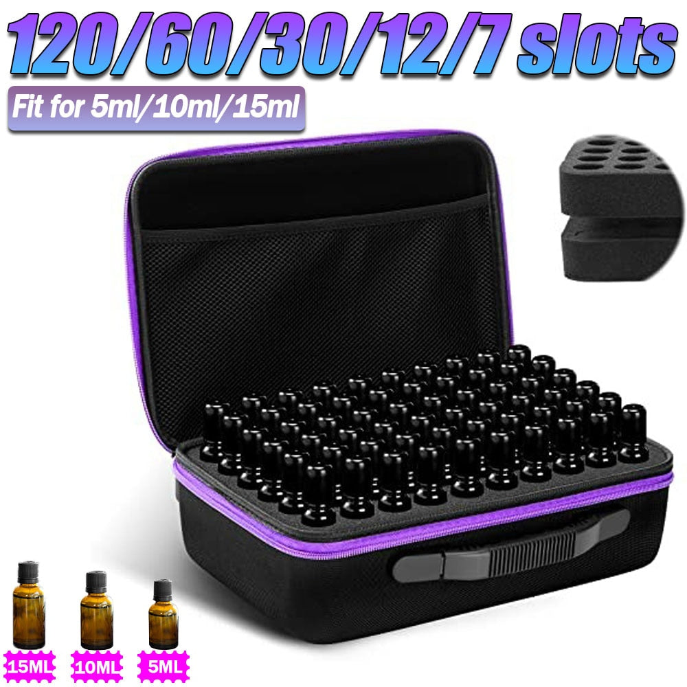 7/12/30/60/120 Slots Essential Oil Case Nail Polish Portable Storage Bag Perfume Oil Essential Oil Box Travel Carrying Holder