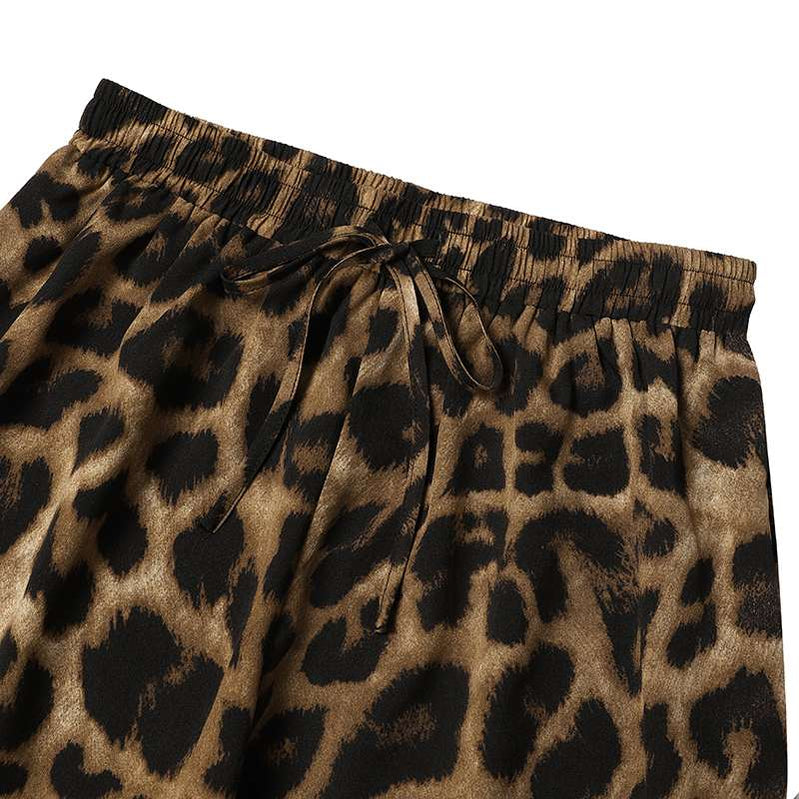 Fashion Women Leopard Print Pant Sets Casual Loose Tops and Pant Outfits Autumn Wide Leg Pant Leisure Two Piece Sets