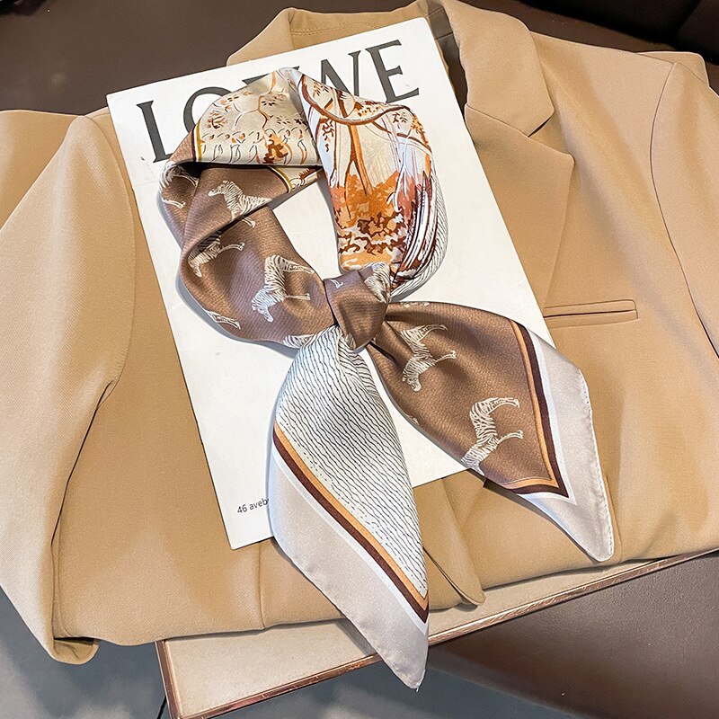 Luxury Silk Shawl Square Scarf for Women Satin Hijab Fashion Wraps Neckerchief Female Hair Bands Ribbon Headband Bandana W-76-5 70x70