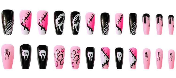 24Pcs/set Press On Nails Halloween Grimace Ballet Full Cover False Nails Diy Glue Press On Fear Nails French Manicure Default Title