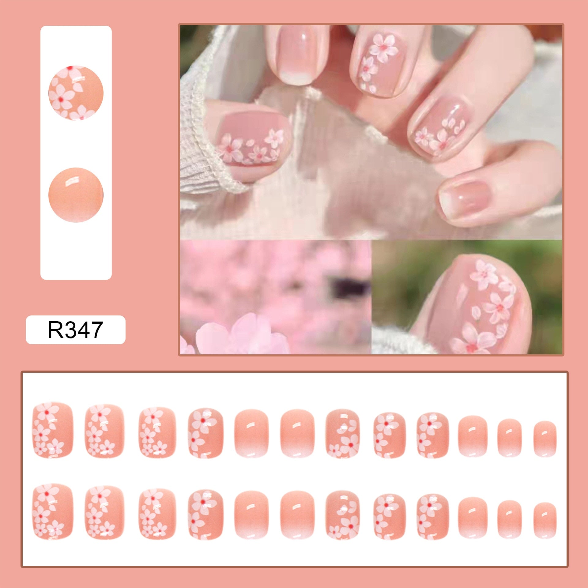 24Ps Childlike Fake Nails With Glue Cute Kawaii Personality Stick On Nails False Girls Short Press On Nail Art DIY Manicure Tool Nails With Glue R347