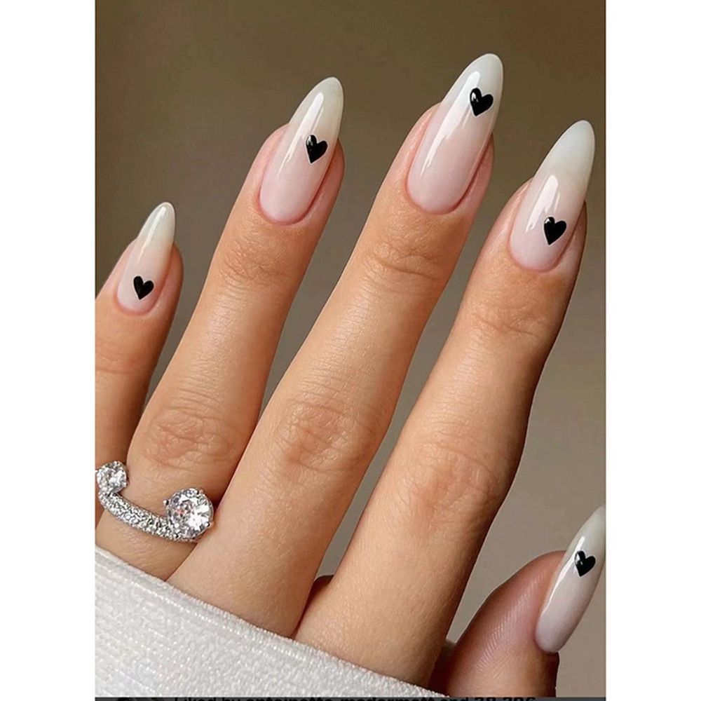 24Pcs/Set Fake Nails With Glue Full Cover Nail Tips Press On Med Nails DIY Manicure Oval Head False Nails Pink Almond Artificial