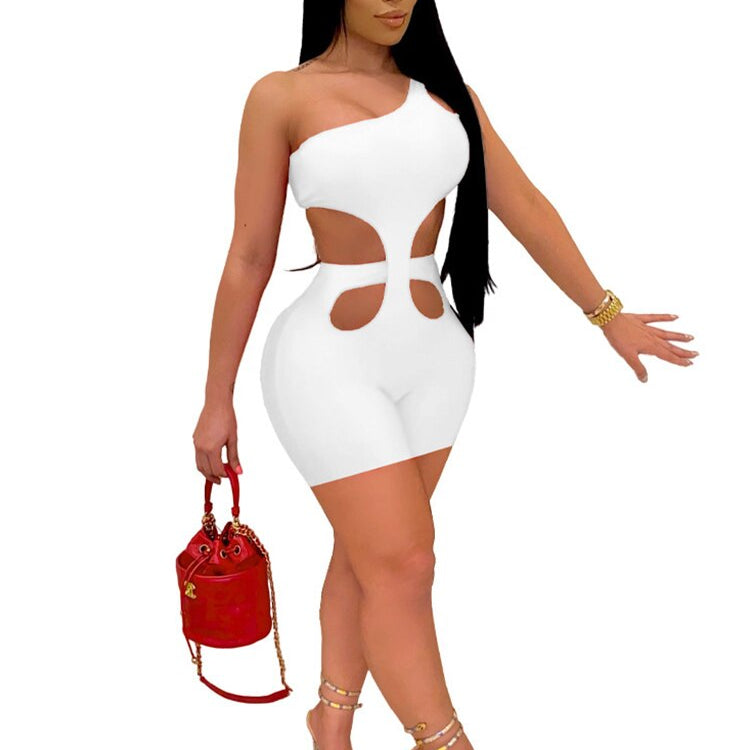 Znaiml 2023 One Shoulder Piece Rompers Playsuit Outfits Overalls for Women Clothing Summer Short Jumpsuit Monos Sexy Mujer White Spain