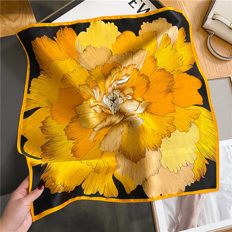 Classice 100% Silk Square Scarf Women Print Stripe Hair Band Wrist Foulard England Style Neckerchief Bandana Echarpe FZ201-1