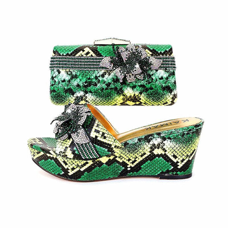 Italian Design Shoe Bag Set Women Summer Thick Bottom -Suitable for Wedding Party Size 37 to Size 44 5