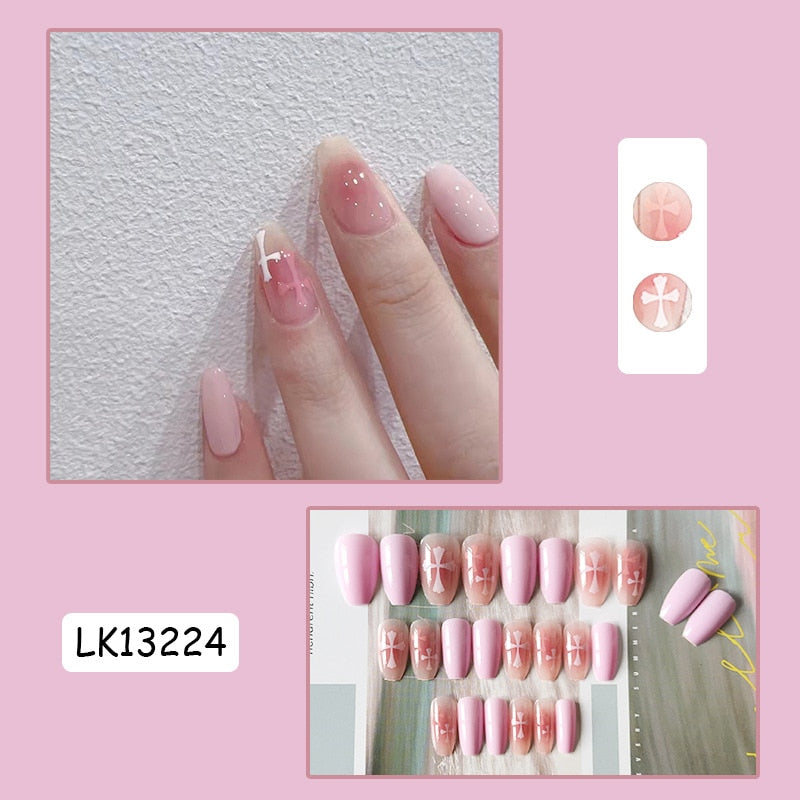Y2k Fake Black Nail Long Ballet Reusable Adhesive Acrylic Press on set Nails Dark Acrylic Artificial False Nails Arts Tips 24pcs