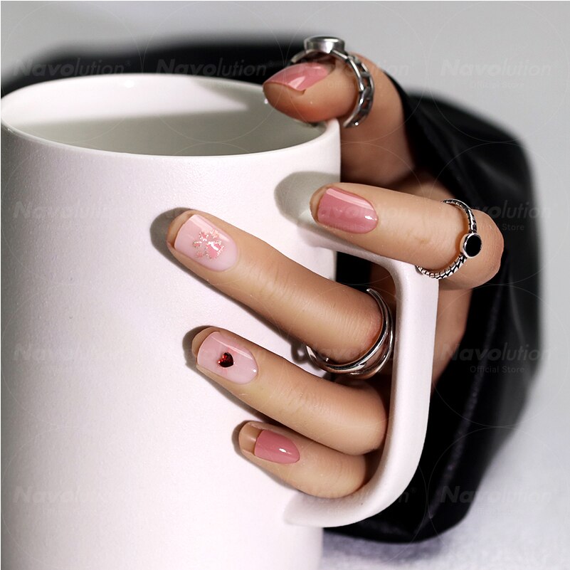 Navolution 24Pcs/Set DIY Manicure Wearable Fake Nails press on Detachable Finished Fingernails Ballet Square Head Almond Short