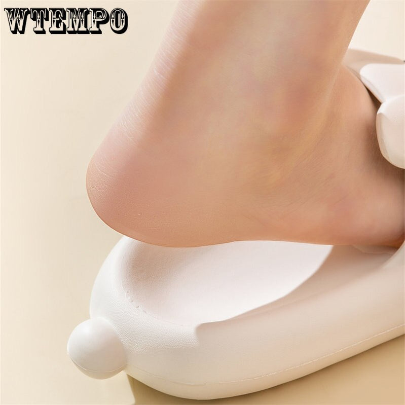 Women's Cute Rabbit Slippers Summer Animal Shower Flip Flops Indoor Sweet Pink Slides Ladies Shoes