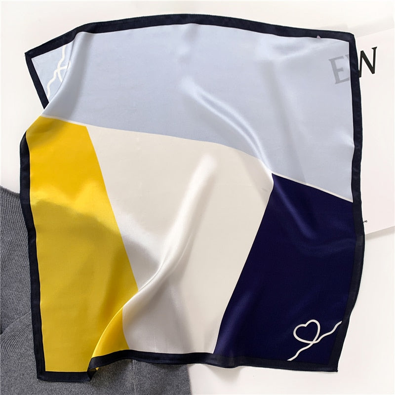 Fashion Designer Print 100% Natural Silk Square Scarves Women Hairband Neck Foulard Female Small Kerchief Bandana New FZ88-1 53cm real silk