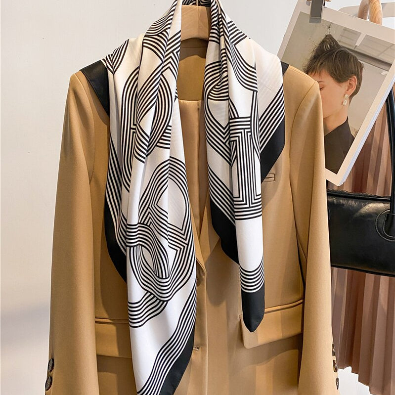 Fashion Print Printing Twill Silk Square Scarf for Women Hijab Muslim Headband Bandana Summer Shawl Beach Stoles Echarpe FN119-1