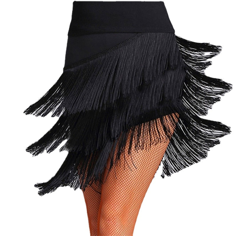 Latin Dance Skirt Sexy Women Chacha Samba Tango Layers Tassels Fringes Dresses Competition Performamnce Salsa Lady Latin Costume