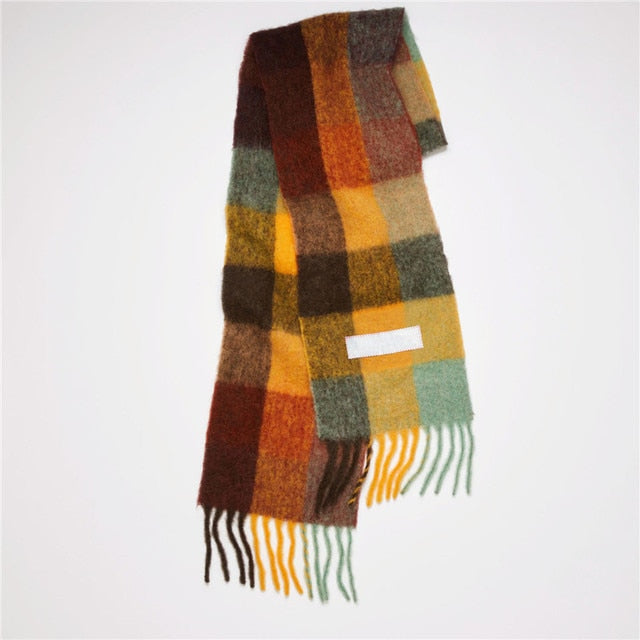 New Scarf Autumn and Winter Multicolor Thickened Plaid Scarf The Same Length Warm Shawl For Men and Women Scarves