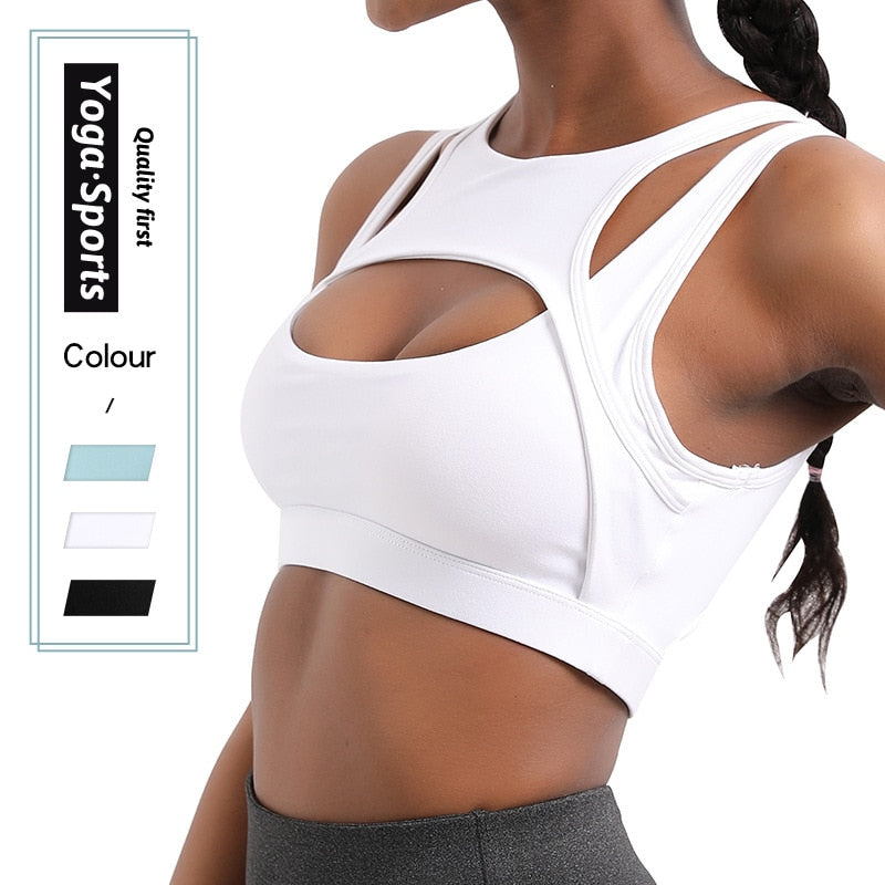 2023 Workout Top Nylon Breathable Gym Sportswear Vest For Women Sports Fitness Female Underwear Sport running Bra Sexy Tops