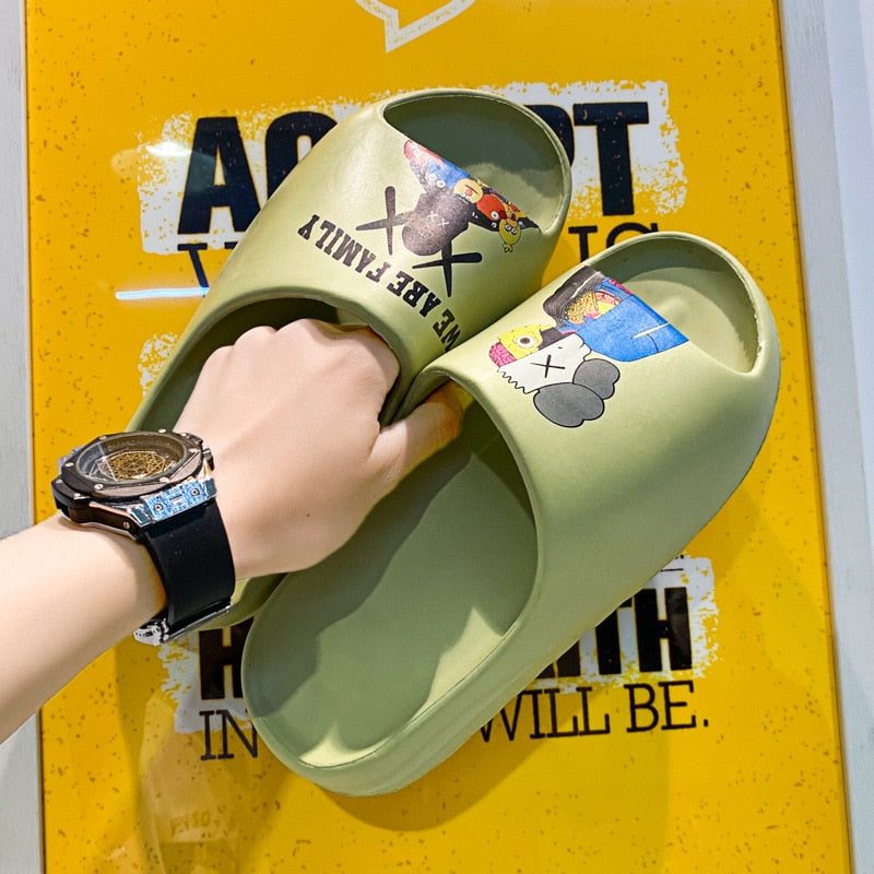 Men Women Slippers Orginal Sandals Women Beach Casual Shoes EVA Slides Original Men Flip-flops Summer Summer Sandal Men's jiqiren-green