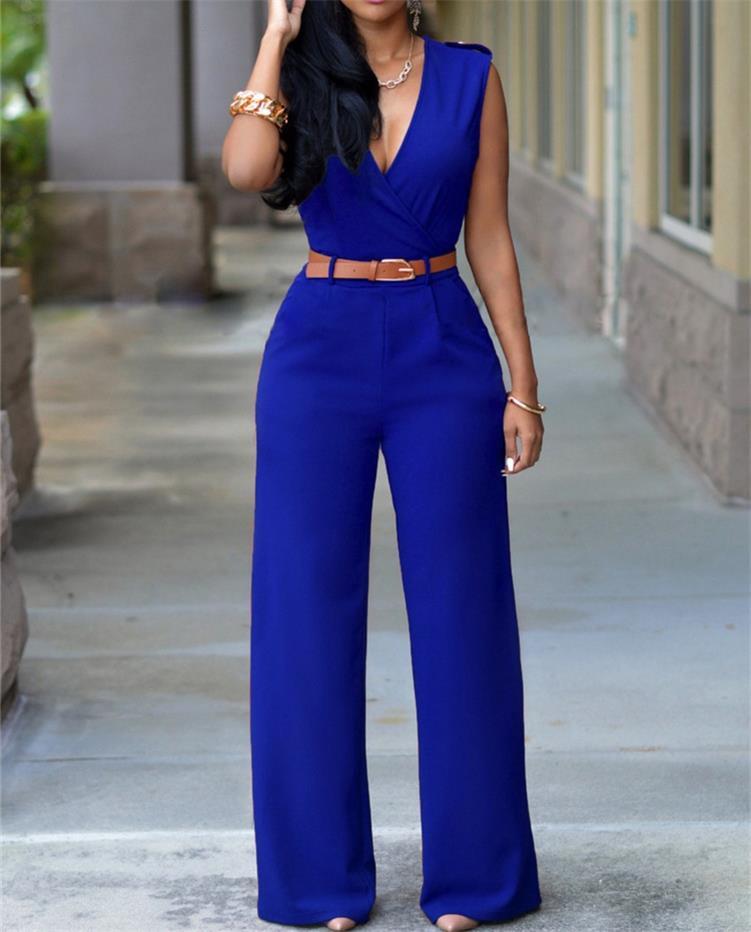 Newly Women Jumpsuit Lady Sleeveless Romper Female jumpsuit Bodysuit Bodycon Party Streetwear Outfit Clothes Party Playsuit Blue