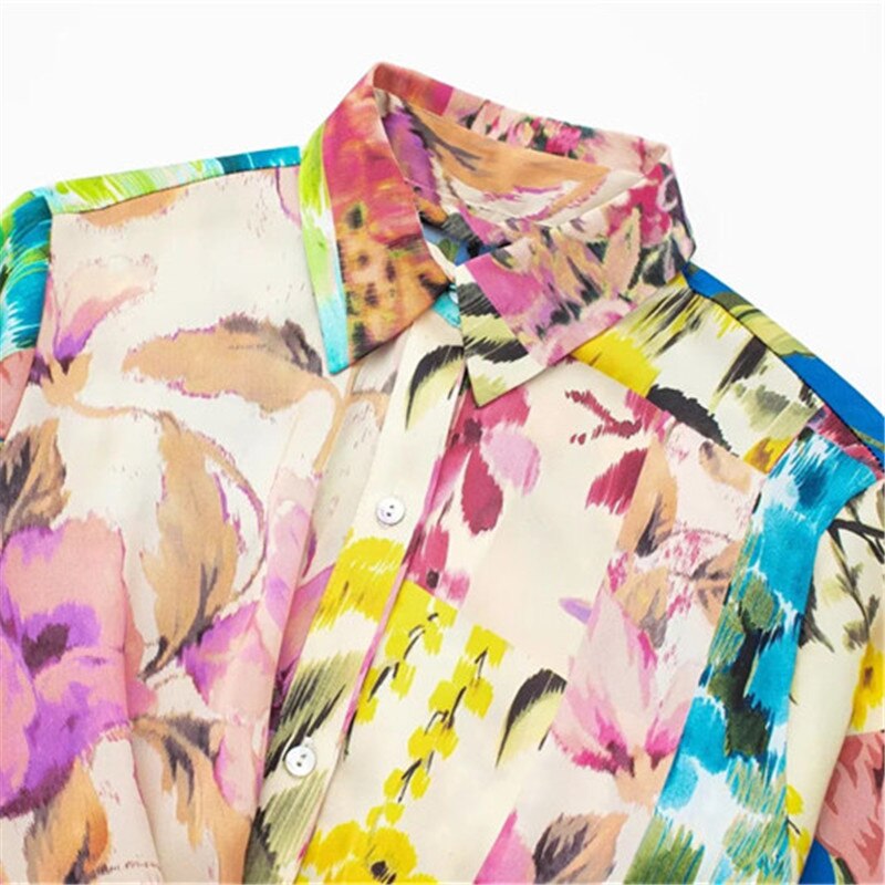 Woman Short Playsuit Patchwork Print Female Jumpsuit Knot Long Sleeve Women's Summer Playsuit Beach Women Jumpsuits