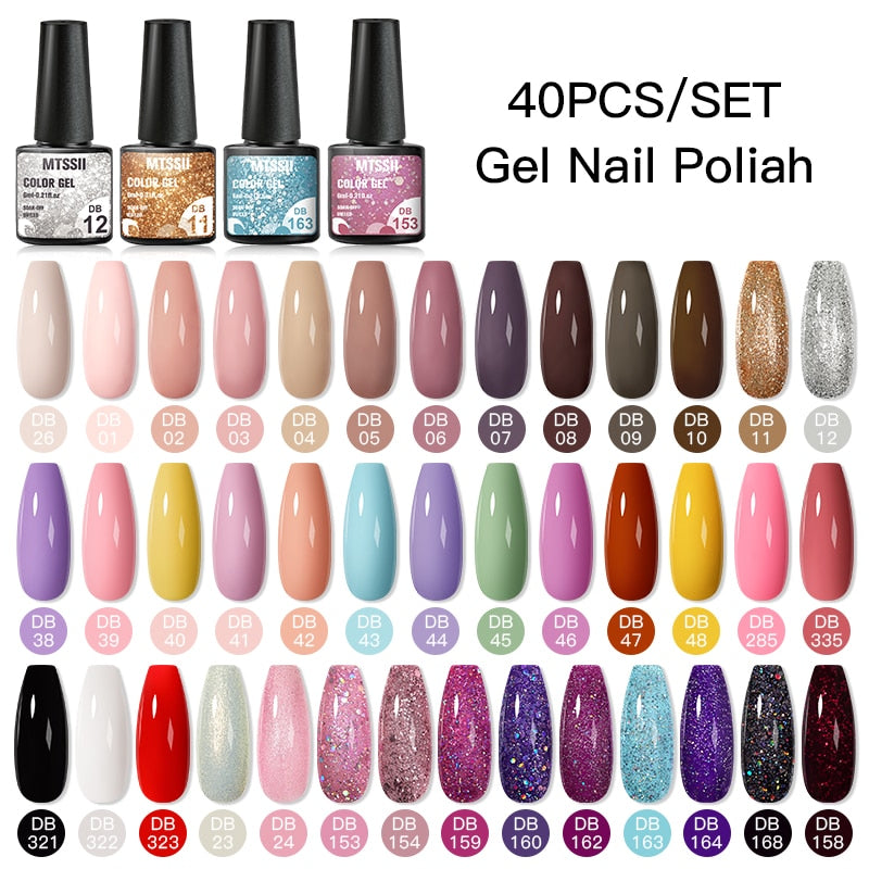 Mtssii 24/25/40/60PCS Gel Nail Polish Set Color Gel Semi Permanent UV Led Varnish Nail Art Design Soak Off Gel Set Nail Gel Set ZH20527