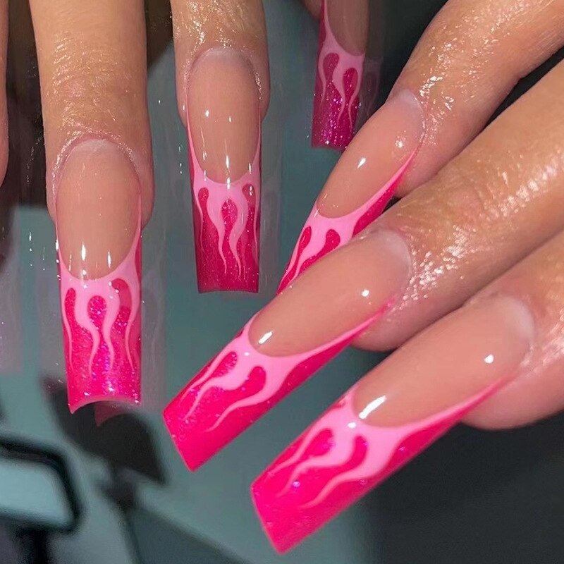 Fake Nails Heart Pattern Full Cover Fake Nails DIY Glue Press On Nails Nail Supplies For Professionals