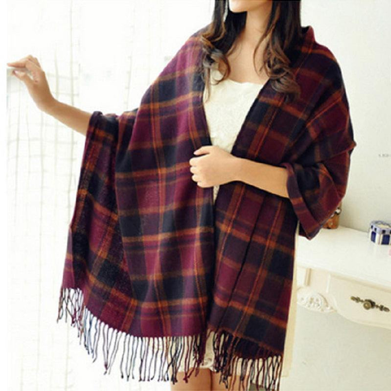 Winter Female Lattice Imitation Cashmere Scarf Autumn And Winter Thick Fashion Warm Wild Scarf Shawl Purple 180CM