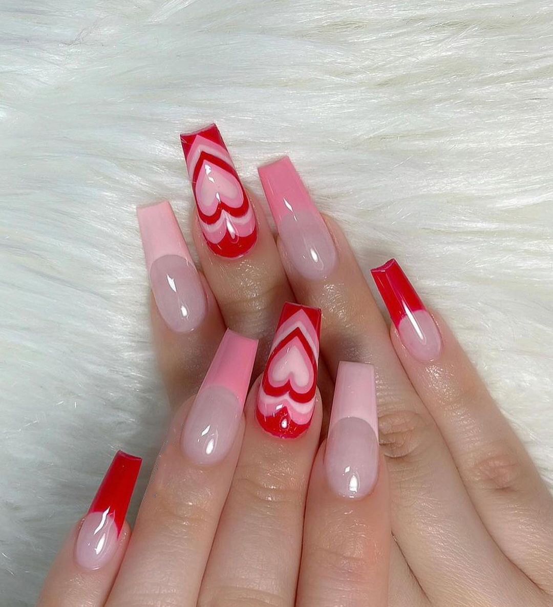 Pink Cow Design False Nail French Full Cover Long Coffin Fake Nails Glue DIY Manicure Nail Art Tools press on nails nail tips C8