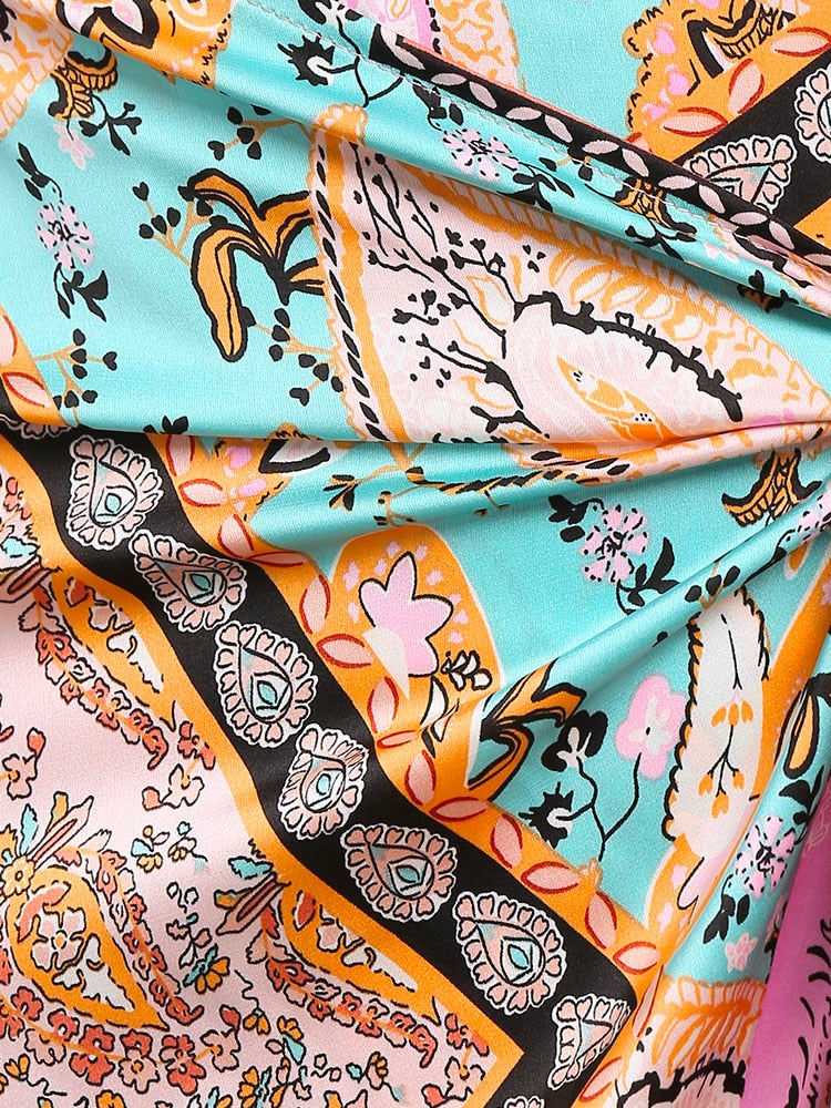 ZAFUL Bandana Paisley Print Tie Midi Sarong-style Skirt Zipper Fly for Women Daily Vacation ZF495489601